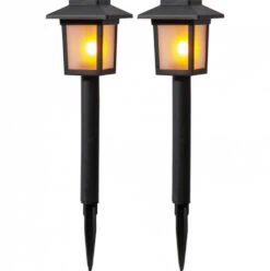 Alternative view of Små Solcelleladede Lamper Med Flammende Udtryk, 2-pak