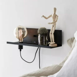 Hylde Med Lampeholder, Lysdæmper Og USB -SmartaSaker butik 13405 5